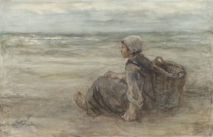 Dziewczyna rybaka na plaży