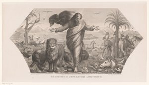 Stworzenie zwierząt Fecit deus bestias terrae (tytuł na obiekcie) Kreacja (tytuł serii) autorstwa Jozef Karel De Meulemeester