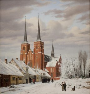 Ulica w Roskilde. W tle katedra