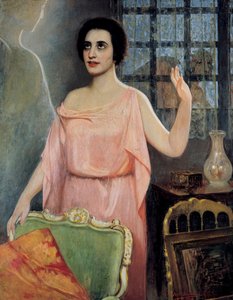 Portret Margarity Xirgu (1888-1969), w „la Xirgu en cristalline”, autorstwa braci Quinteros (olej na płótnie) autorstwa Juan Antonio Benlliure y Gil