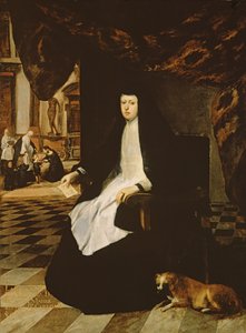 Portret królowej Mariany z Hiszpanii (ur. 1631) w żałobie autorstwa Juan Bautista Martinez Del Mazo