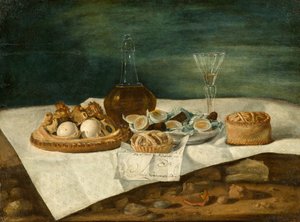 Martwa natura z wypiekami, winem i jajkami, ok. 1770-1790