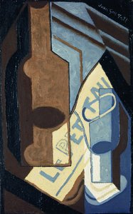 Butelka i szkło; Butelka i szkło, 1921 autorstwa Juan Gris
