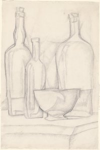 Butelki i Miska autorstwa Juan Gris