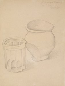 Szklanka i wazon, ok. 1911 (grafit na papierze) autorstwa Juan Gris