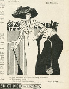 Ilustracja J Gris (1887-1927) w Le Lire, 10.02.09 - Moda, Kapelusz, Życie bogatych, Hippizm - Kobiety autorstwa Juan Gris