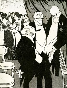 Rosyjski wysłannik debatuje z innymi przywódcami o broniącej się Turcji podczas konferencji, 1908. autorstwa Juan Gris