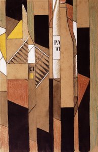 Martwa natura z butelką i cygarami; Martwa natura z butelką i cygarami, 1912 autorstwa Juan Gris