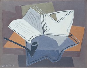 Fajka i otwarta księga autorstwa Juan Gris