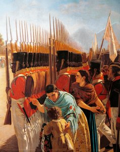 Żołnierze w Rancagua, fragment z obrazu Juana Manuela Blanesa z generałem San Martin, Argentyna