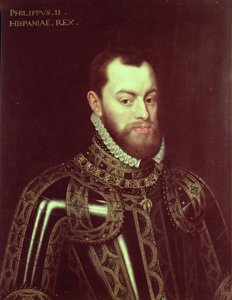 Portret króla Hiszpanii Filipa II (1527-98) (olej na płótnie)