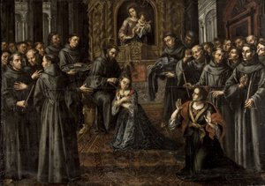 Św. Klara z Asyżu (1194-1253) - Barok: śluby św. Klary przez Ruiza Soriano, Juana (1701-1763) autorstwa Juan Ruiz Soriano