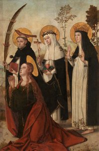 Maria Magdalena, Piotr z Werony, Katarzyna ze Sieny i Małgorzata Węgierska autorstwa Juan de Borgoña