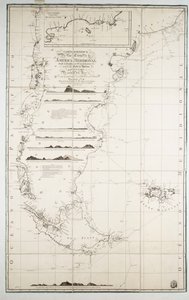 Mapa Chile, Patagonii, Ziemi Ognistej i Falklandów, ok. 1798 r. (rycina) autorstwa Juan de Langara