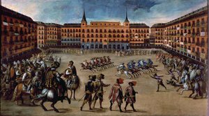 Game of Canas, Plaza Mayor, Madryt (olej na płótnie)