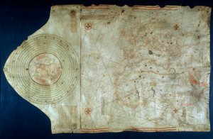 Wykres morski Juana de la Cosa (1460-1510), kartograf towarzysz nawigatora Krzysztofa Kolumba (1451-1506)