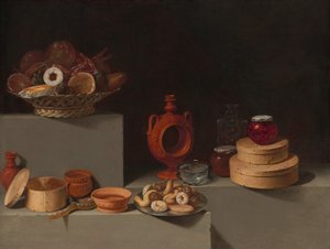 Martwa natura ze słodyczami i ceramiką, 1627.
