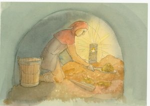 Średniowieczny gongfermour, czyli farmer gongów, przy pracy, 2004.