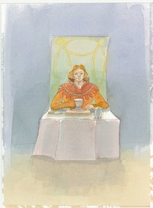 Średniowieczny lord siedział przy stole, 2004. autorstwa Judith Dobie