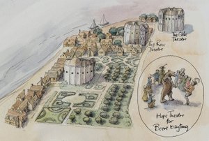 Hope Theatre, Rose Theatre i Globe Theatre, Southwark, Londyn, c1647 2016. autorstwa Judith Dobie