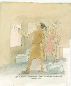 Mistrz rysuje projekty mozaikowej podłogi Julii, 2003. autorstwa Judith Dobie
