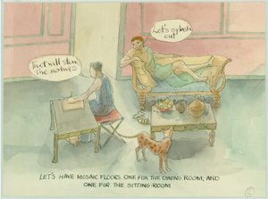 Dwie postacie w ich nowo wybudowanej willi, 2003. autorstwa Judith Dobie