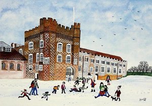 Farnham Castle, Surrey (akwarela na papierze) autorstwa Judy Joel
