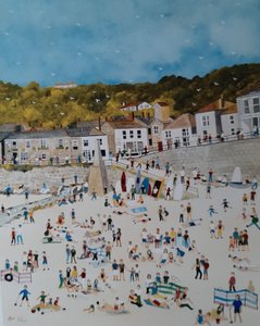 Mousehole Beach, 2018 (gwasz na papierze) autorstwa Judy Joel