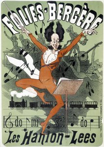 Dyrygent, plakat dla Les Hanion Lees w Folies Bergeres (grafika) autorstwa Jules (after) Cheret