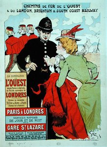 Plakat reklamujący połączenia kolejowe z Paryża do Londynu dla Compagnie des Chemins de Fer de l