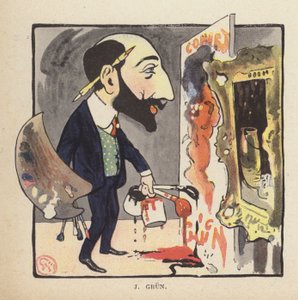 Autoportret francuskiego malarza i ilustratora Jean-Alexandre Gruna (kolor lito) autorstwa Jules Alexandre Gruen or Grun