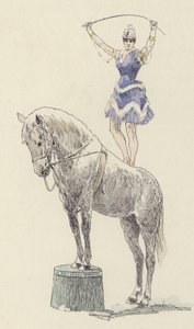 Gimnastyczka stojąca na grzbiecie konia (kolor litho)
