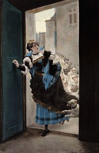Kobieta, w której Panurge jest zakochany, wraca do domu ścigana przez psy. Pantagruel. Ilustracja autorstwa Julesa Garniera. W "Rabelais et l