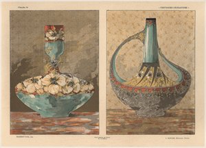 Wazony, tablica 45 z "Fantaisies decoratives", rytowane przez Gillot, opublikowane przez Jules Rouam, Librairie de l