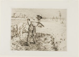 Kosiarka ostrząca kosę autorstwa Jules Bastien Lepage