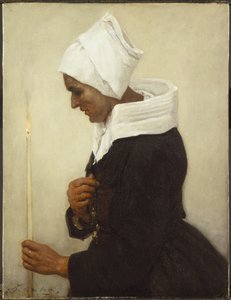 Bretońska wieśniaczka trzymająca stożek, ok. 1869 r. autorstwa Jules Breton