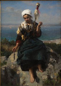 Przędzarka do lnu autorstwa Jules Breton