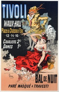 Sztuka. Zabawa. Bal maskowy w Tivoli Waux Hall w Paryżu. Plakat Jules Cheret, Francja, c.1870 (plakat) autorstwa Jules Cheret
