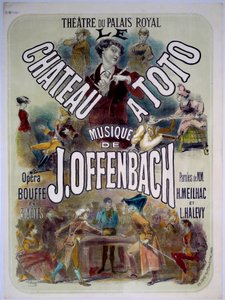 Plakat do „Le chateau a Toto” z muzyką Jacquesa Offenbacha (1819-1880) w Theatre du Palais Royal, ilustracja Jules Cheret (1836-1932) 1868. autorstwa Jules Cheret