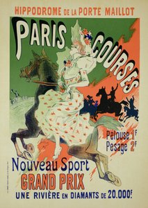 Reprodukcja plakatu reklamującego „Paris Courses”, Hipodrom de la Porte Maillot, Paryż, 1890
