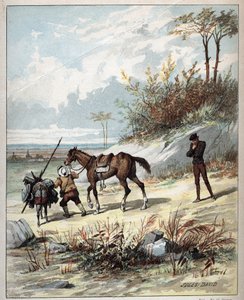 Don Kichot i Sancho Pansa - Ilustracja Julesa Davida (1808Ð1892) z Histoire de Don Kichot (Don Kichota) - 1887 - autorstwa Miguela de Cervantesa Saavedra (1547-1616) -