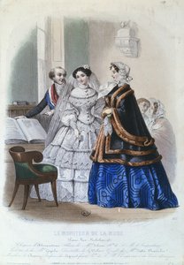 Suknia ślubna, modny talerz z Le Moniteur de la Mode, 1854 autorstwa Jules David