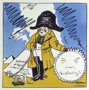 Austerlitz, Jena, Wagram: Karykatura z 1. Napoleona - w „Histoire de France” Julesa Depaquita, il. sam, wyd. Jonquieres, Paryż