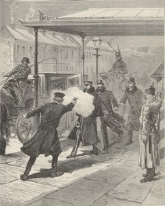 Zabójstwo hrabiego Michaiła Loris-Melikowa. Z Le Monde Illustré, 1880. autorstwa Jules-Descartes Férat