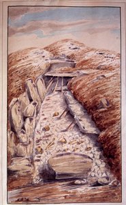 Prehistoria: Dolmen z Etang-la-Ville (Yvelines), akwarela Julesa Dumouteta (1815-1880) autorstwa Jules Dumoutet
