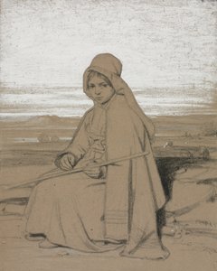 Siedząca pasterka, XIX wiek. autorstwa Jules Dupré