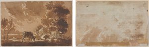 Krajobraz z bydłem (recto) Bydło (verso) autorstwa Jules Dupré