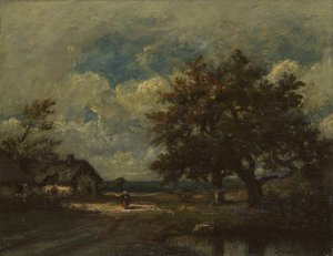 Chata przy drodze, Burzowe niebo, ok. 1900 r. 1860. autorstwa Jules Dupré