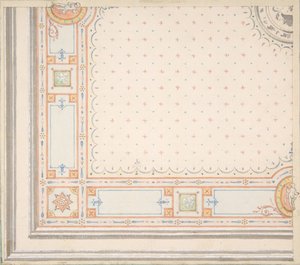 Projekt stropu recto, wymiary z kodem projektu verso, II poł. XIX w. Twórcy: Jules-Edmond-Charles Lachaise, Eugène-Pierre Gourdet. autorstwa Jules Edmond Charles Lachaise and Eugène Pierre Gourdet