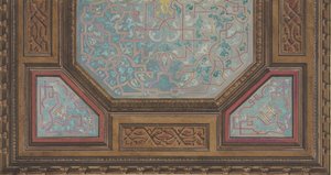 Projekt do dekoracji malarskiej sufitu kasetonowego z monogramem: H, 1830-97. Twórcy: Jules-Edmond-Charles Lachaise, Eugène-Pierre Gourdet. autorstwa Jules Edmond Charles Lachaise and Eugène Pierre Gourdet